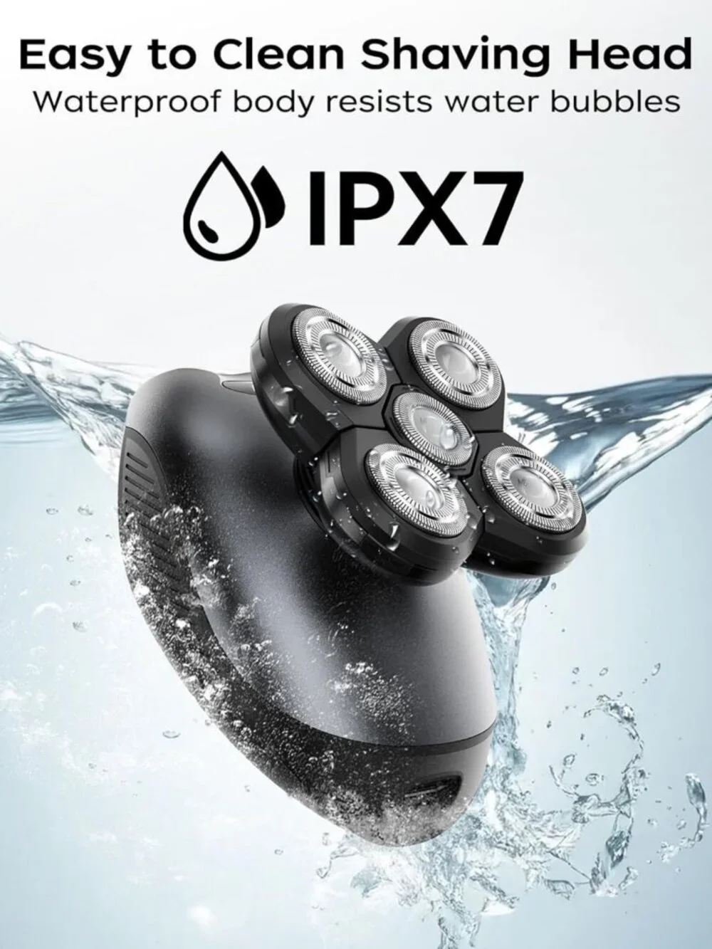 5-in-1 Waterproof Electric Razor for Men, Rechargeable Bald Head & Beard Trimmer